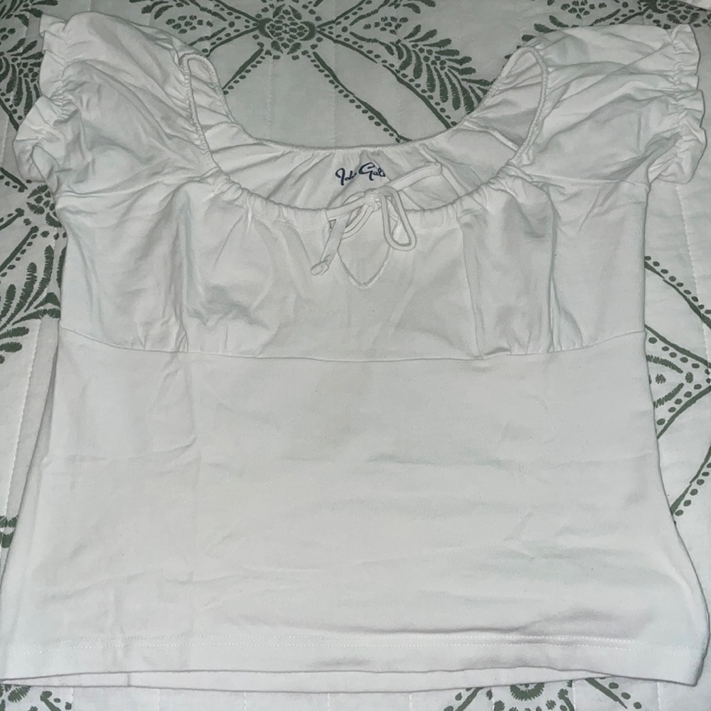 John Galt White Ruffle Sleeves Top